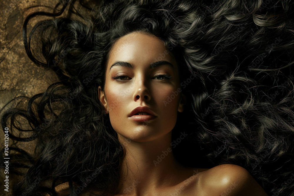 Luxurious Black Hair Portrait for Hair Care Ad