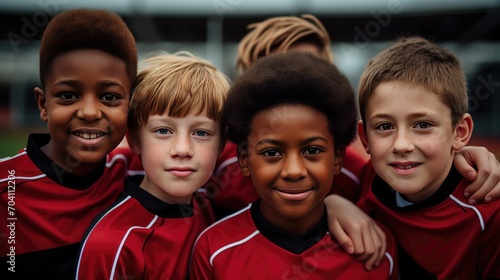 Team of young boys football players