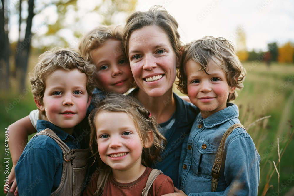 American Mother with Four Children American Mother with Four Children