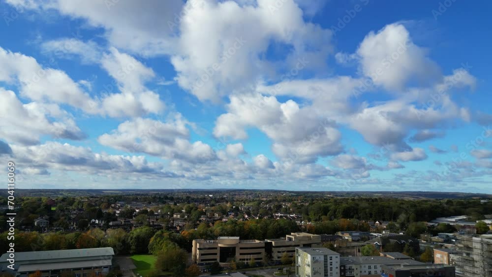 High Angle View of Winter Clouds and Sky over Hemel Hempstead City of England United Kingdom High Angle View of Winter Clouds and Sky over Hemel Hempstead City of England United Kingdom