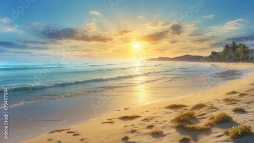  Tranquil beach at sunrise