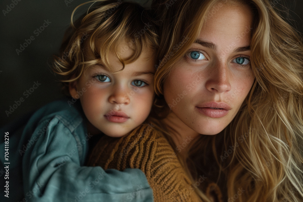 Portrait of mother and her little son Portrait of mother and her little son