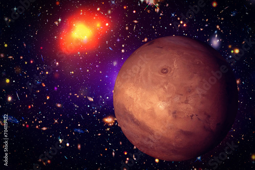 Mars and stars. The elements of this image furnished by NASA.