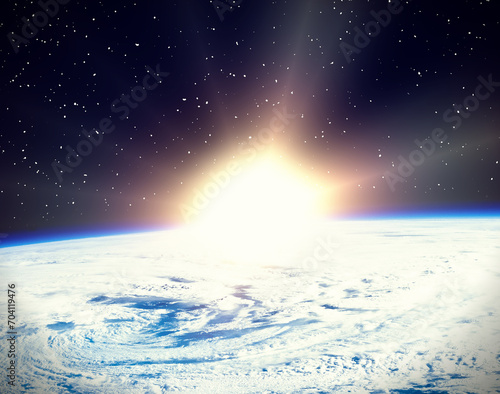 Earth sunrise. The elements of this image furnished by NASA.