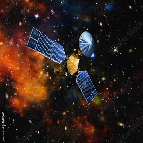 Spaceship in outer space. The elements of this image furnished by NASA.