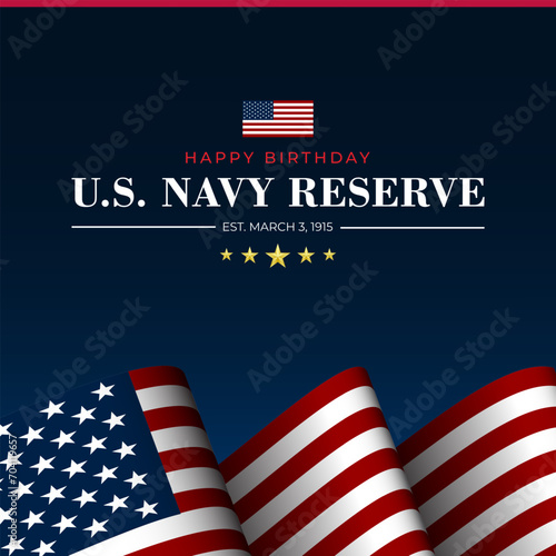 Happy Birthday US Navy Reserve March 03 Background Vector Illustration