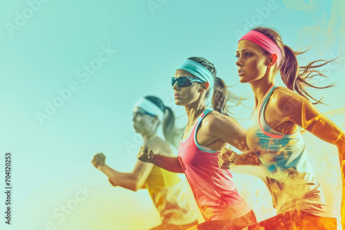 A dynamic image capturing women participating in various sports activities, celebrating athleticism, strength, and sportsmanship.