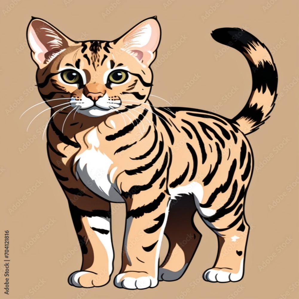Witness the realistic prowess of a Bengal cat with this detailed rendering, a great choice for those who appreciate lifelike depictions of elegant feline companions.