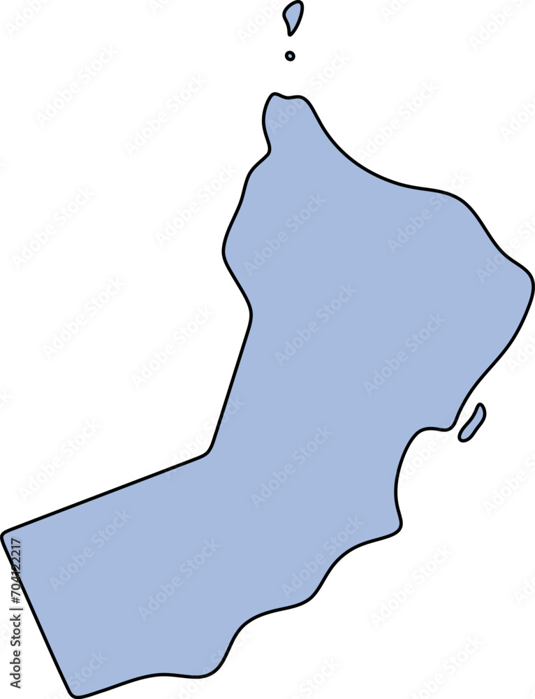 Map of Oman. Country map silhouette vector illustration Map of Oman. Country map silhouette vector illustration