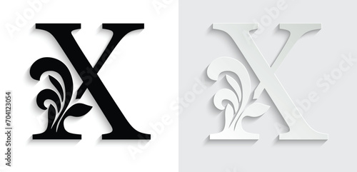 letter X. flower letters. Vintage ornament initial Alphabet. Logo vector	
