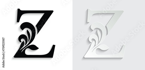 letter Z. flower letters. Vintage ornament initial Alphabet. Logo vector	
