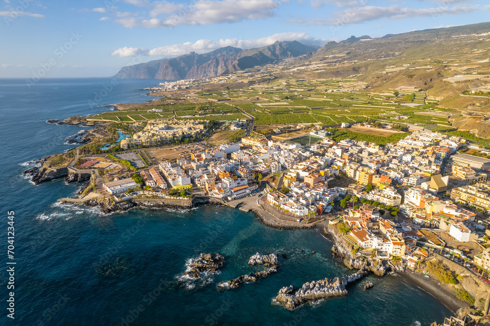 Aerial view of the picturesque Alcala village in Tenerife, Canary islands, Spain