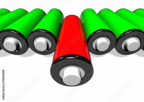 Red weak Batterie out ordered between green strong batteries