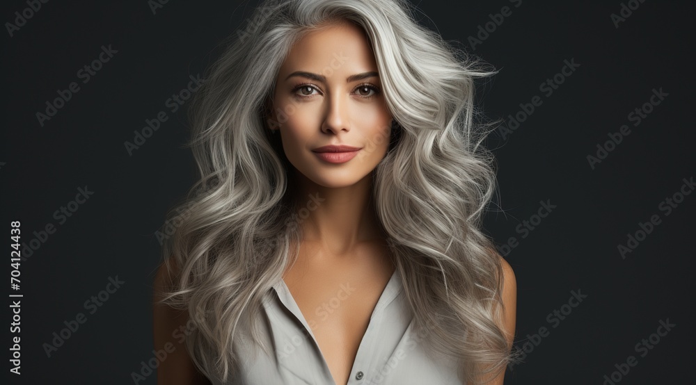 Portrait of a beautiful woman with long silver hair Portrait of a beautiful woman with long silver hair