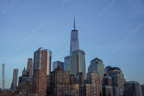 Photography View to high windows buildings in New York City, great architecture during all l