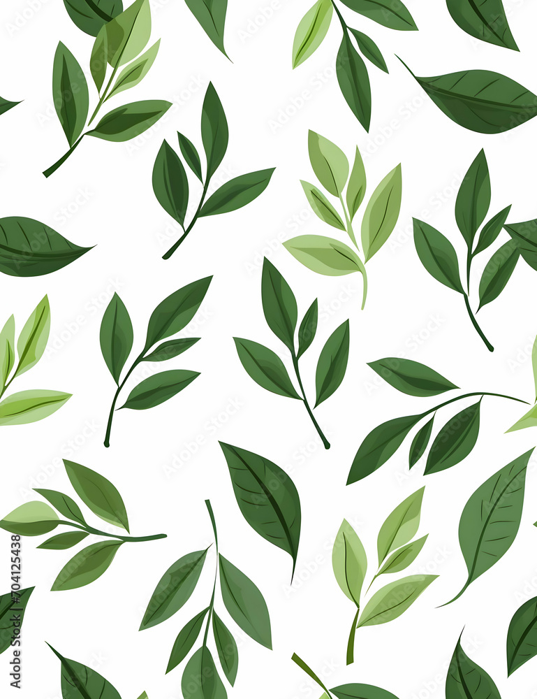 Green leaves a seamless pattern on a white background. High-resolution Green leaves a seamless pattern on a white background. High-resolution