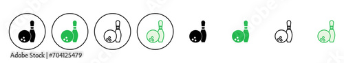 Bowling icon set. bowling ball and pin icon. bowling pins