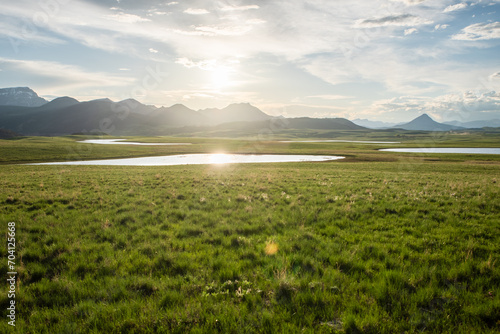 Sun Reflecting Off Distant Lakes