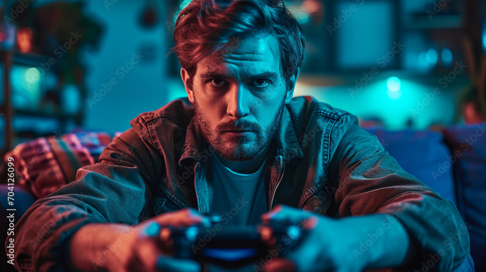 A guy plays video game A guy plays video game