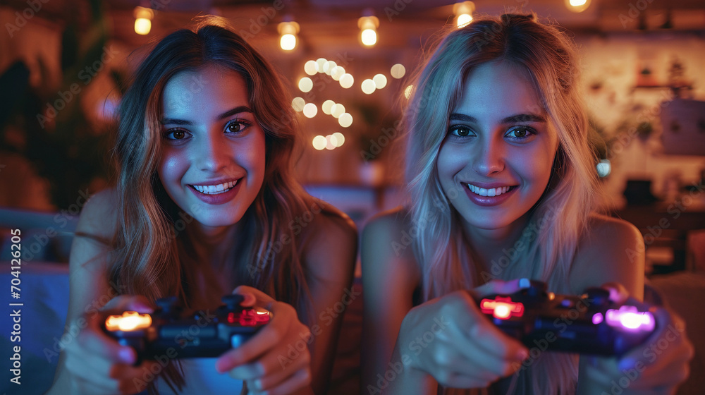 Two Women play video game