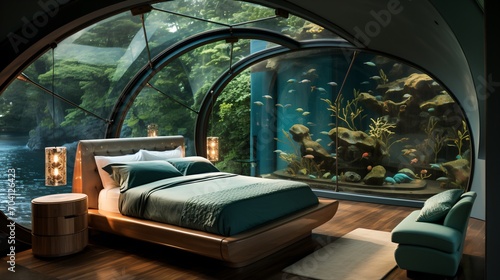 futuristic underwater bedroom interior design