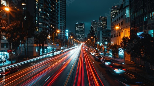 freeway at night, blurry traffic lights © Barbara Taylor