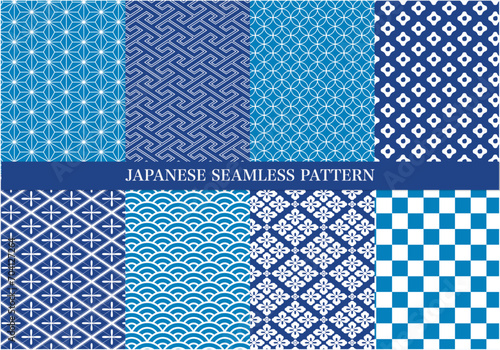 シームレスな日本の和柄伝統柄セット