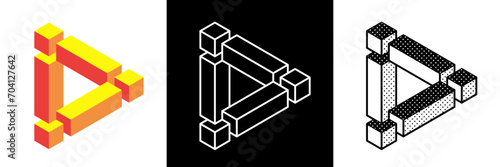 Abstract minimal shape. Isolated geometric designs. Impossible shape. Optical illusion. Vector illustration