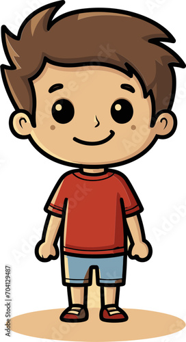Vector Drawing of a Spirited Boy Youthful Charm Boy Vector Artwork