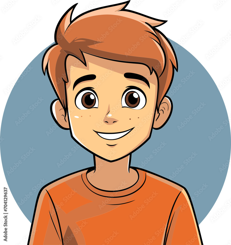 Boyish Charisma Vector Portrait Vector Illustration of a Spirited Boy