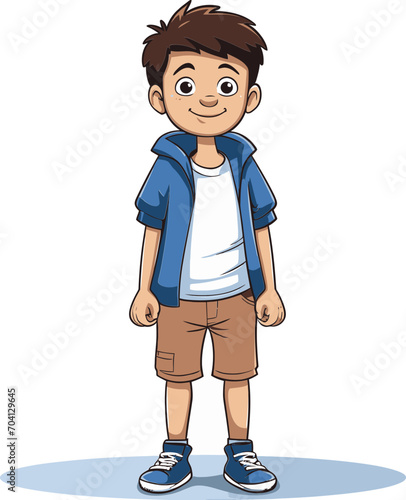 Vector Illustration of a Spirited Boy Adventurous Stance Boy Vector Art © Rahul