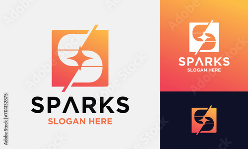 flare light spark logo square letter s vector illustration