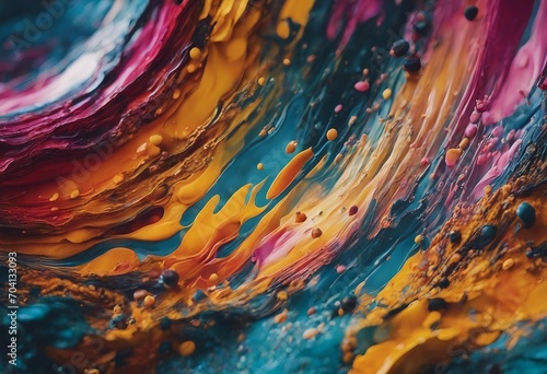 Abstract background from the smears of acrylic paint Mixing multicolored oil paint waves