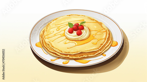 Appetizing crepe with berries on a white background. Butter week, crepe week, chesefare week or maslenitca . photo