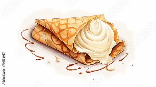 Appetizing crepe with berries on a white background. Butter week, crepe week, chesefare week or maslenitca .