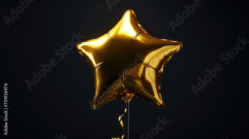 Golden Star Baloon on black background
