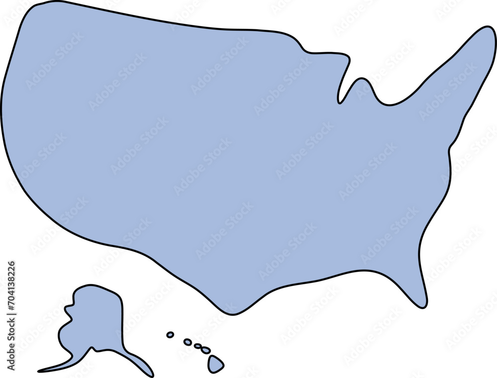 Map of USA. Country map silhouette vector illustration Map of USA. Country map silhouette vector illustration