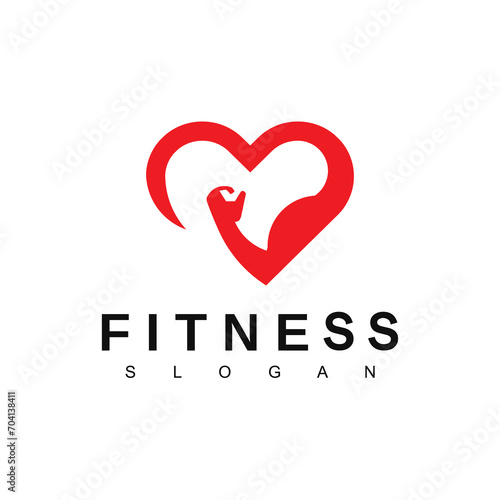 Love fitnesss logo. Female fitness gym concept. Vector logo, label, icon. Design for woman sports club, workout and bodybuilding. photo