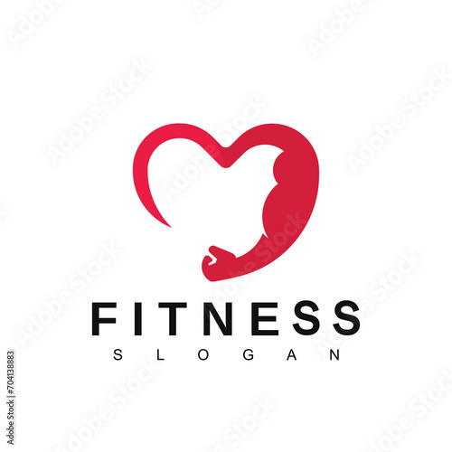 Love fitnesss logo. Female fitness gym concept. Vector logo, label, icon. Design for woman sports club, workout and bodybuilding. photo