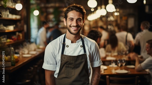 Portrait of a male chef smiling in a restaurant