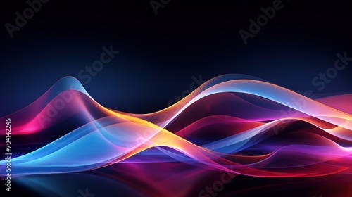 Wavy Multicolor Light Trails on Dark Background