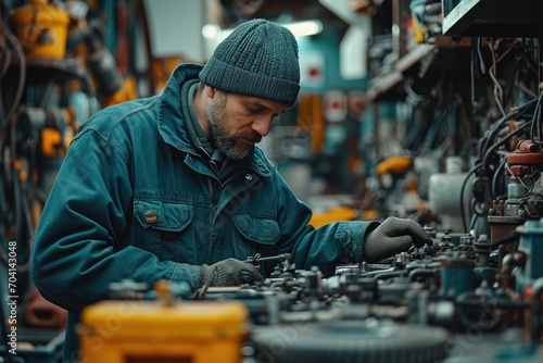 Mechanic working on one of the vehicles at a repair shop