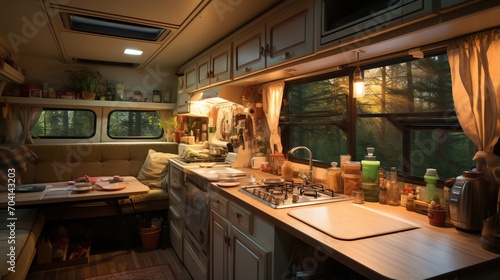 Cozy Kitchenette In A Camper Van