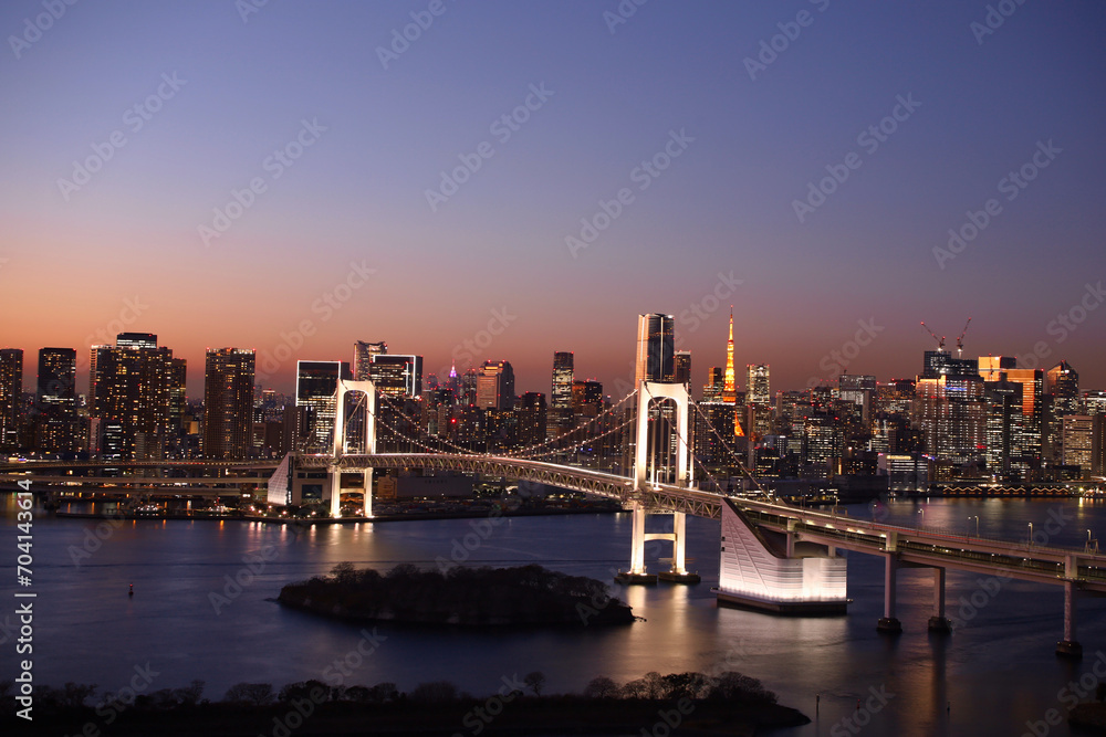 Obraz premium お台場から見たレインボーブリッジと夜景