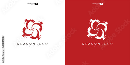 dragon silhouette logo design. Dragon vector illustration