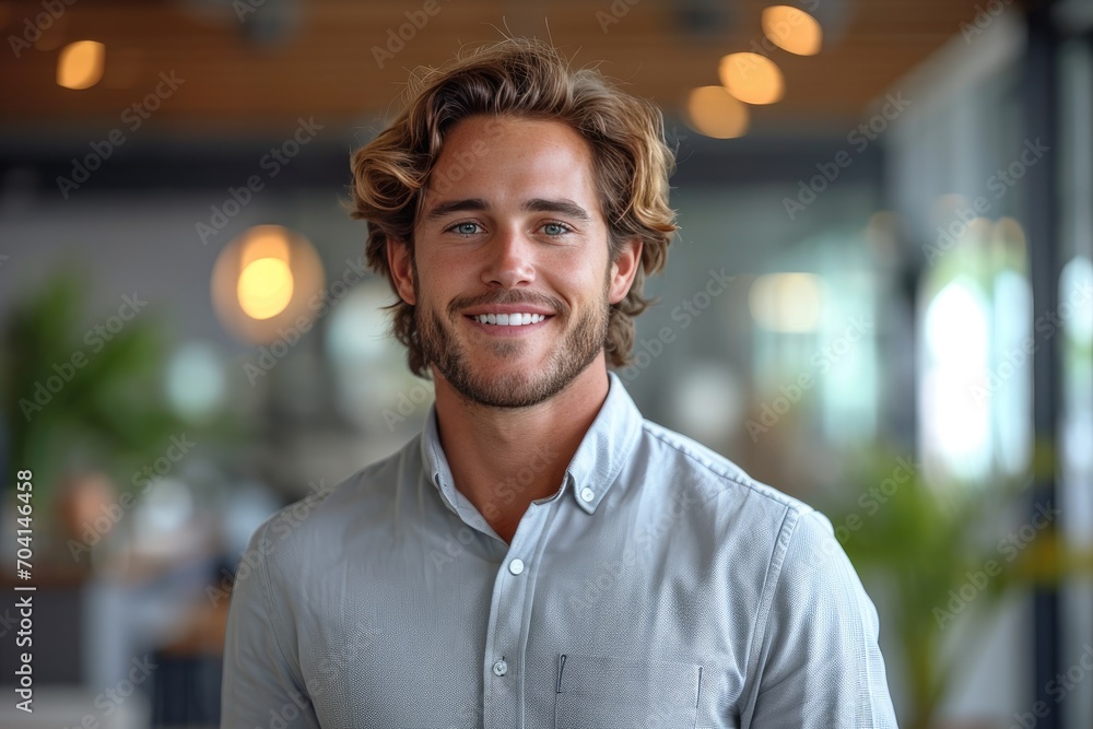 Fototapeta premium Handsome businessman standing in the office 