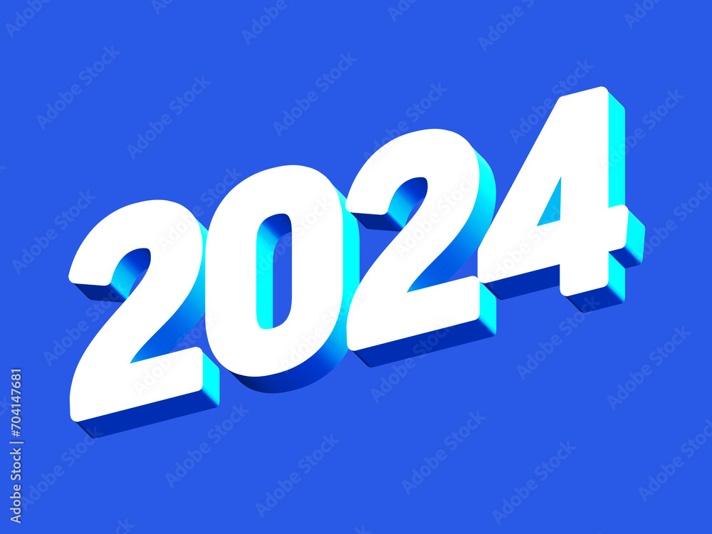 2024 Year, Bold 3D Lettering Banner Design, Vibrant and Neon Colors, Typography, Sky Deep Blue Ocean Cool Color 2024 Year, Bold 3D Lettering Banner Design, Vibrant and Neon Colors, Typography, Sky Deep Blue Ocean Cool Color