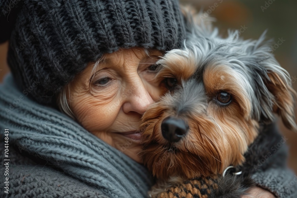 Portrait of an elderly woman with her dog Portrait of an elderly woman with her dog