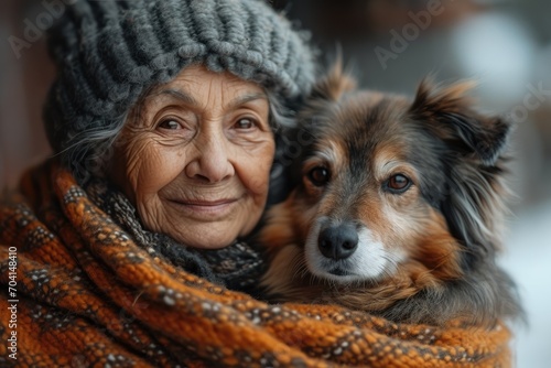 Portrait of an elderly woman with her dog