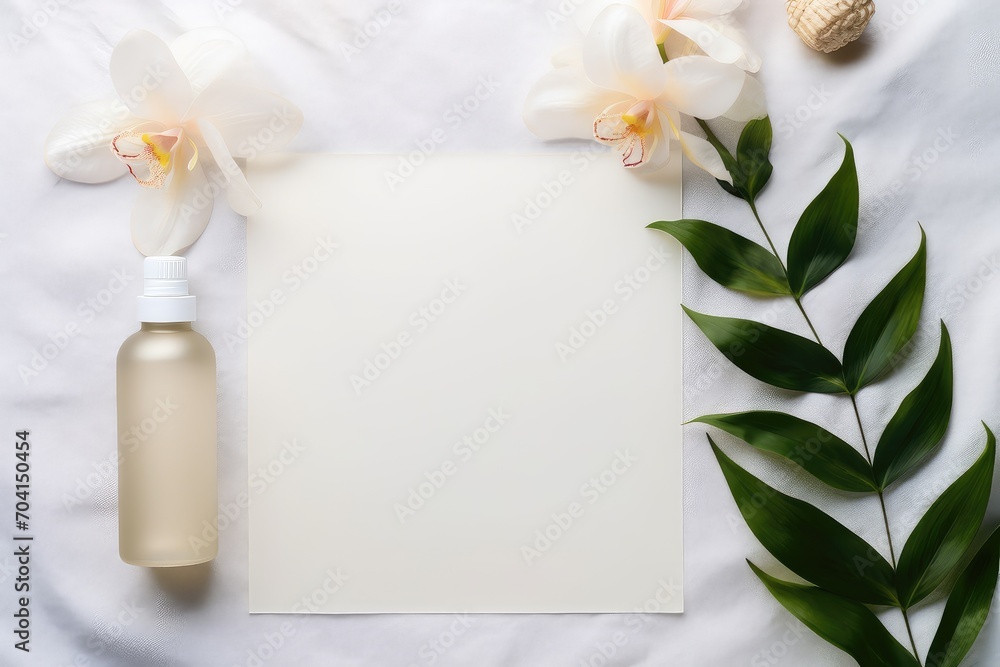 A blank white cosmetic product background A blank white cosmetic product background